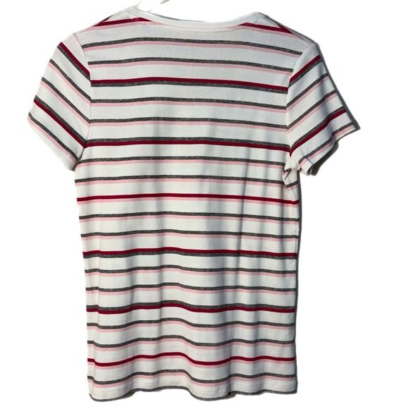Croft & Barrow Lot 2 Striped Tees - White Pink & Navy Green 100% Cotton Women M. - Picture 3 of 16